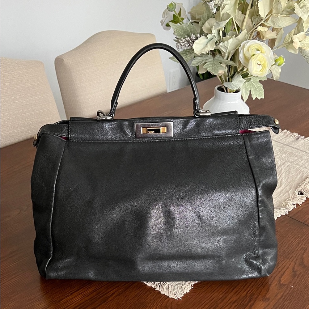 Fendi Peekaboo Black Leather Top-Handle Satchel
